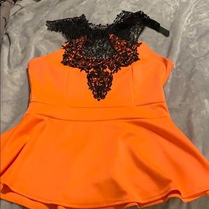 Orange and black fit and flare shirt